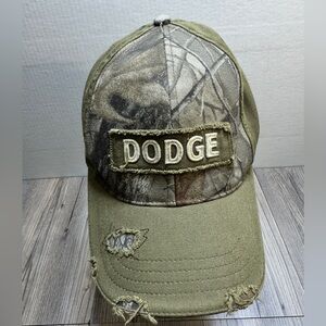 Dodge Ram Logo Green Distressed Patch Strapback Adult Trucker Hat Cap Camouflage